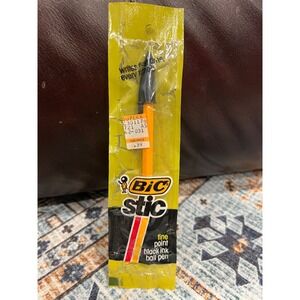 NOS Bic Stic Fine Point Black Ink Pen Single Pack 1983 Made In USA‎ Writing Tool